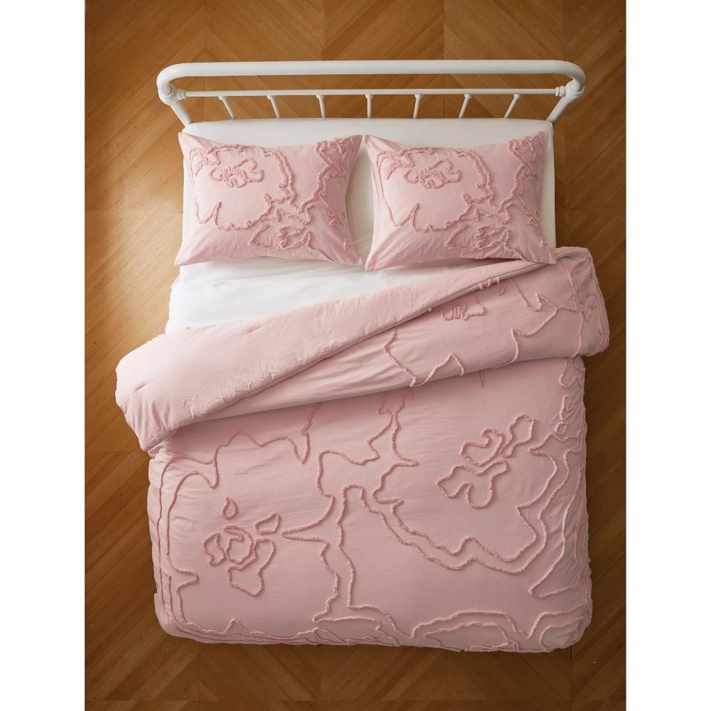 new PEACH Wild Sage Corinna 68"x90" 100% Cotton TWIN XL Duvet Cover Set - Picture 3 of 8